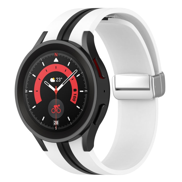 Two-color Silver Buckle Silicone Watch Band, For Samsung Galaxy Watch 5 Pro