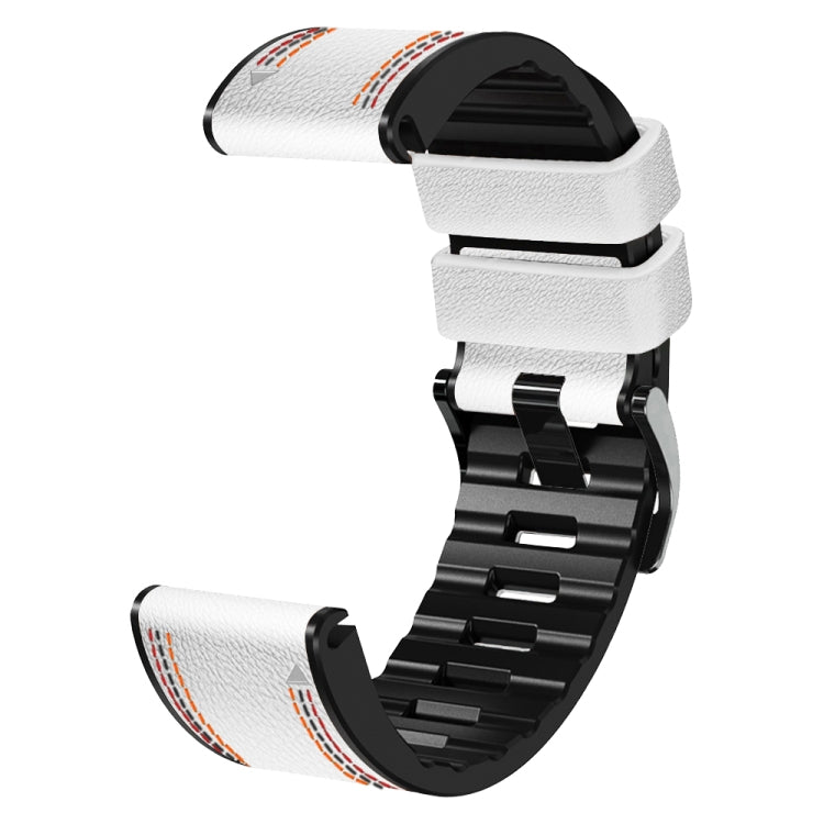 Tricolor Stitching Silicone Leather Watch Band, For Garmin Fenix 7, For Garmin Fenix 7X