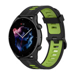 22mm Stripe Two-color Silicone Stainless Steel Buckle Watch Band, For Amazfit GTR 4 / GTS 4 / GTR 3