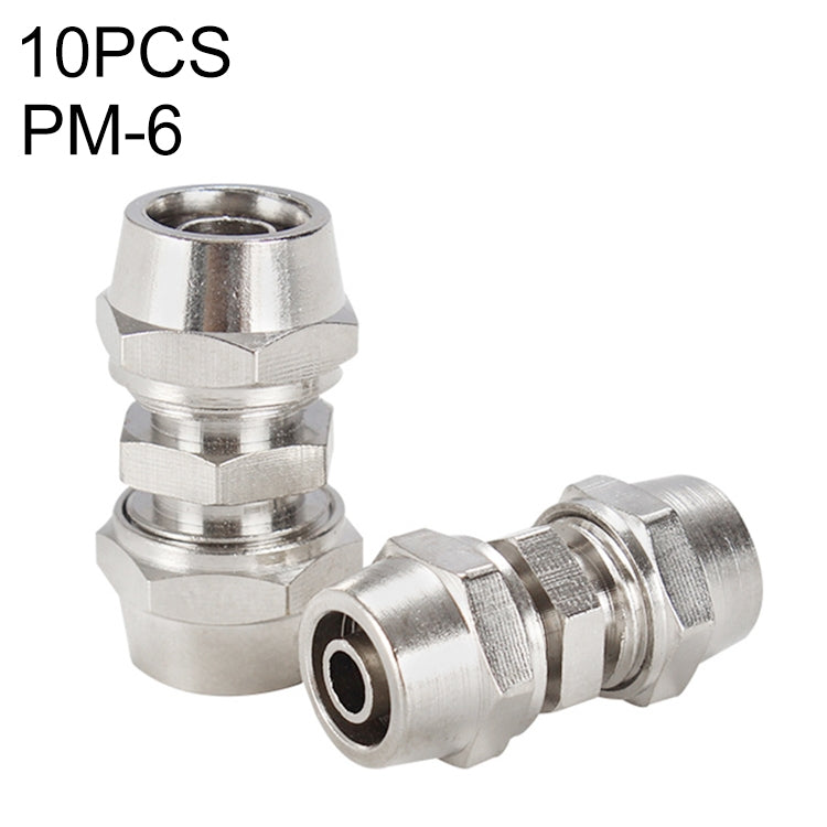 PM-4 LAIZE 2pcsNickel Plated Copper Straight Pneumatic Quick Connector, PM-4 (2pcs), PM-6 (2pcs), PM-8 (2pcs), PM-10 (2pcs), PM-12, PM-14, PM-16