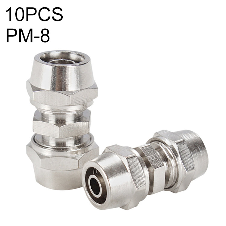 PM-4 LAIZE 2pcsNickel Plated Copper Straight Pneumatic Quick Connector, PM-4 (2pcs), PM-6 (2pcs), PM-8 (2pcs), PM-10 (2pcs), PM-12, PM-14, PM-16