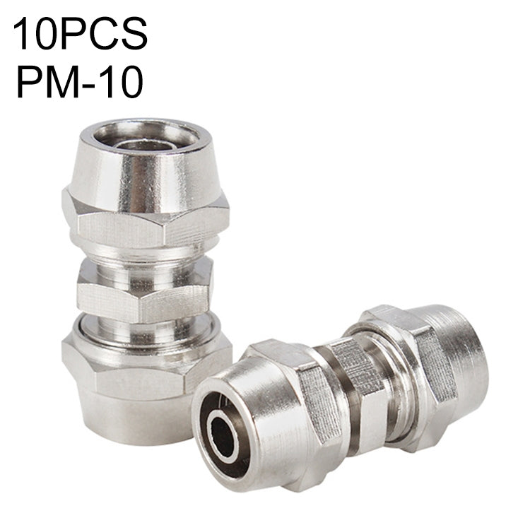 PM-4 LAIZE 2pcsNickel Plated Copper Straight Pneumatic Quick Connector, PM-4 (2pcs), PM-6 (2pcs), PM-8 (2pcs), PM-10 (2pcs), PM-12, PM-14, PM-16