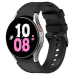 Für Samsung Galaxy Watch5 44 mm / 40 mm Silikon-Lederarmband, schwarz, mit Dornschließe, Größen S und L