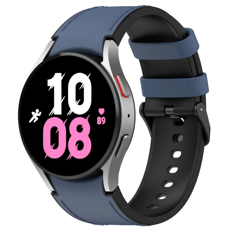 Für Samsung Galaxy Watch5 44 mm / 40 mm Silikon-Lederarmband, schwarz, mit Dornschließe, Größen S und L