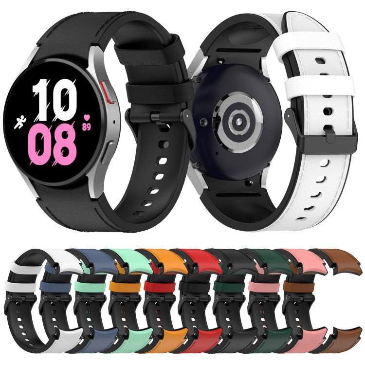 Für Samsung Galaxy Watch5 44 mm / 40 mm Silikon-Lederarmband, schwarz, mit Dornschließe, Größen S und L
