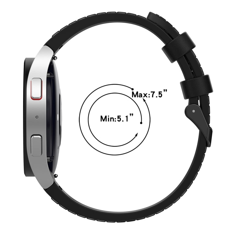 Für Samsung Galaxy Watch5 44 mm / 40 mm Silikon-Lederarmband, schwarz, mit Dornschließe, Größen S und L