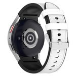 Für Samsung Galaxy Watch5 44 mm / 40 mm Silikon-Lederarmband mit silberner Dornschließe, Größen S und L