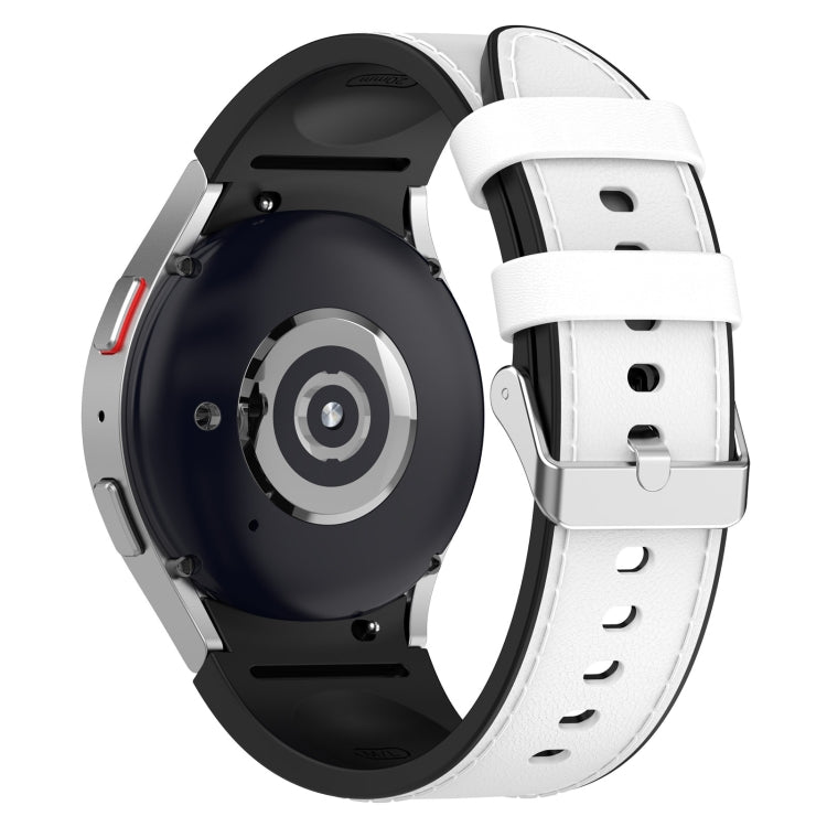 Für Samsung Galaxy Watch5 44 mm / 40 mm Silikon-Lederarmband mit silberner Dornschließe, Größen S und L