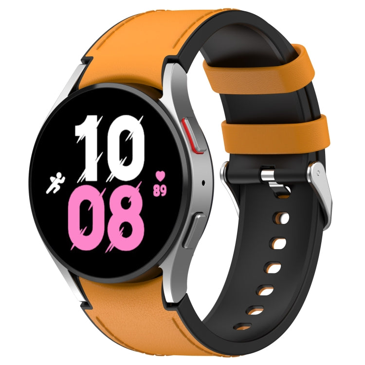 Für Samsung Galaxy Watch5 44 mm / 40 mm Silikon-Lederarmband mit silberner Dornschließe, Größen S und L