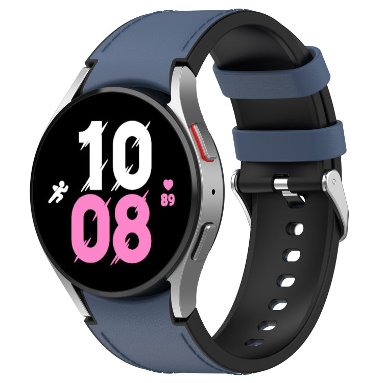 Für Samsung Galaxy Watch5 44 mm / 40 mm Silikon-Lederarmband mit silberner Dornschließe, Größen S und L