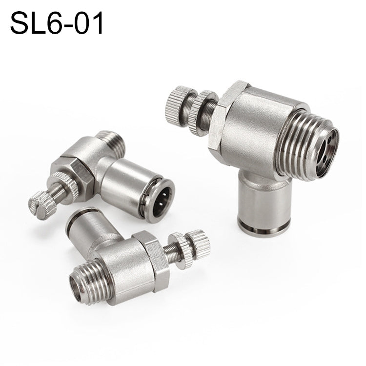 LAIZE Nickel Plated Copper Male Thread Throttle Valve Pneumatic Connector, SL4-01, SL4-02, SL4-M5, SL6-01, SL6-02, SL6-03, SL6-04, SL6-M5, SL8-01, SL8-02, SL8-03, SL8-04, SL10-01, SL10-02, SL10-03, SL10-04, SL12-02, SL12-03, SL12-04