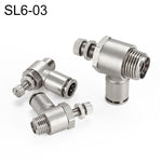 LAIZE Nickel Plated Copper Male Thread Throttle Valve Pneumatic Connector, SL4-01, SL4-02, SL4-M5, SL6-01, SL6-02, SL6-03, SL6-04, SL6-M5, SL8-01, SL8-02, SL8-03, SL8-04, SL10-01, SL10-02, SL10-03, SL10-04, SL12-02, SL12-03, SL12-04