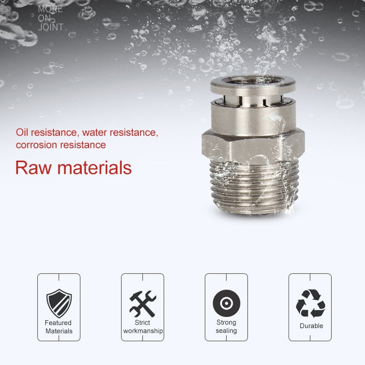 LAIZE Nickel Plated Copper Male Thread Straight Pneumatic Quick Connector, PC4-01, PC4-02, PC4-M5, PC6-01, PC6-02, PC6-03, PC6-04, PC6-M5, PC8-01, PC8-02, PC8-03, PC8-04, PC10-01, PC10-02, PC10-03, PC10-04, PC12-01, PC12-02, PC12-03, PC12-04, PC14-02  ...