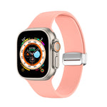 Folding Buckle Silicone Watch Band, For Apple Watch Ultra 49mm, For Apple Watch Series 8&7 45mm / SE 2&6&SE&5&4 44mm / 3&2&1 42mm