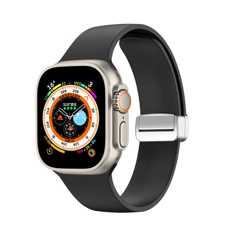 Folding Buckle Silicone Watch Band, For Apple Watch Ultra 49mm, For Apple Watch Series 8&7 45mm / SE 2&6&SE&5&4 44mm / 3&2&1 42mm