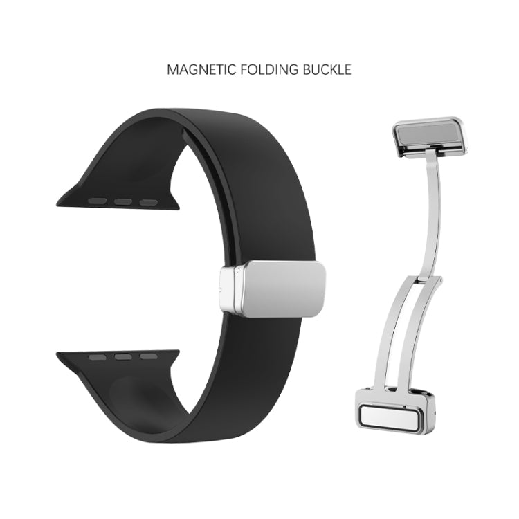 Folding Buckle Silicone Watch Band, For Apple Watch Ultra 49mm, For Apple Watch Series 8&7 45mm / SE 2&6&SE&5&4 44mm / 3&2&1 42mm