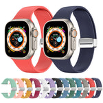 Folding Buckle Silicone Watch Band, For Apple Watch Ultra 49mm, For Apple Watch Series 8&7 45mm / SE 2&6&SE&5&4 44mm / 3&2&1 42mm