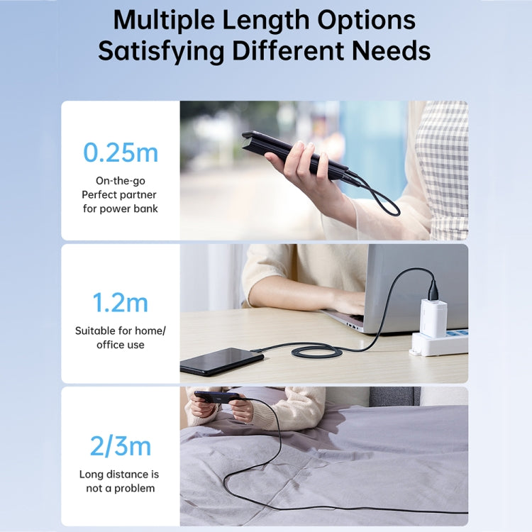 كابل بيانات شحن سريع JOYROOM 20W Type-C إلى 8 دبابيس من سلسلة Surpass، 0.25 متر، 1.2 متر