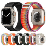 Silver Buckle Nylon Watch Band, For Apple Watch Ultra 49mm / Series 8&7 45mm / SE 2&6&SE&5&4 44mm, For Apple Watch Series 8&7 41mm / SE 2&6&SE&5&4 40mm / 3&2&1 38mm