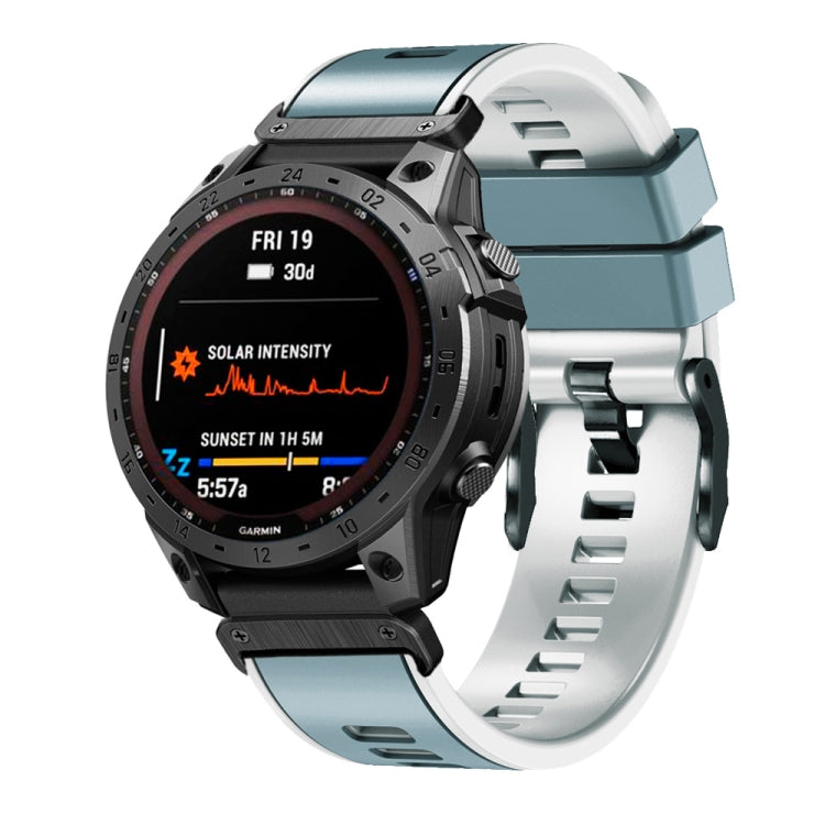22mm Plain Weave Two-Color Quick Release Silicone Watch Band, For Garmin Fenix 7
