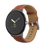 Pointed Tail Stitching Genuine Leather Watch Band, For Google Pixel Watch 4 / 3 / 2 / 1 41mm