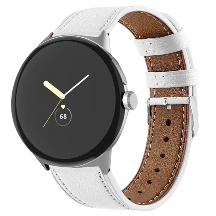 Round Tail Genuine Leather Watch Band, For Google Pixel Watch 4 / 3 / 2 / 1 41mm