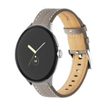 Grooved Genuine Leather Watch Band, For Google Pixel Watch 4 / 3 / 2 / 1 41mm