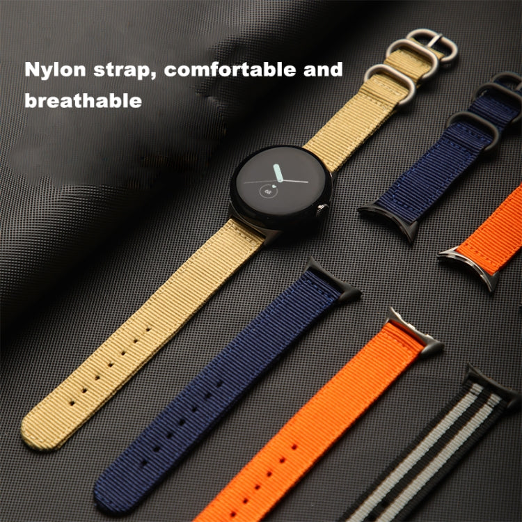 Woven Nylon Steel Buckle Watch Band, For Google Pixel Watch 4 / 3 / 2 / 1 41mm
