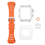 Fluorine Rubber Clear Watch Band Case, For Apple Watch Series 8&7 45mm, For Apple Watch Series 8&7 45mm/SE 2&6&SE&5&4 44mm