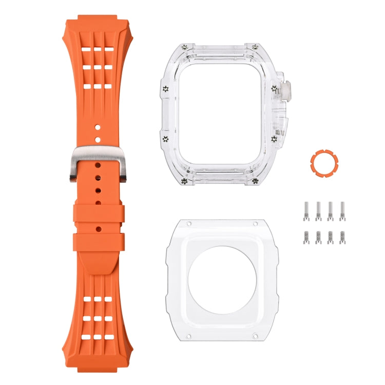 Fluorine Rubber Clear Watch Band Case, For Apple Watch Series 8&7 45mm, For Apple Watch Series 8&7 45mm/SE 2&6&SE&5&4 44mm