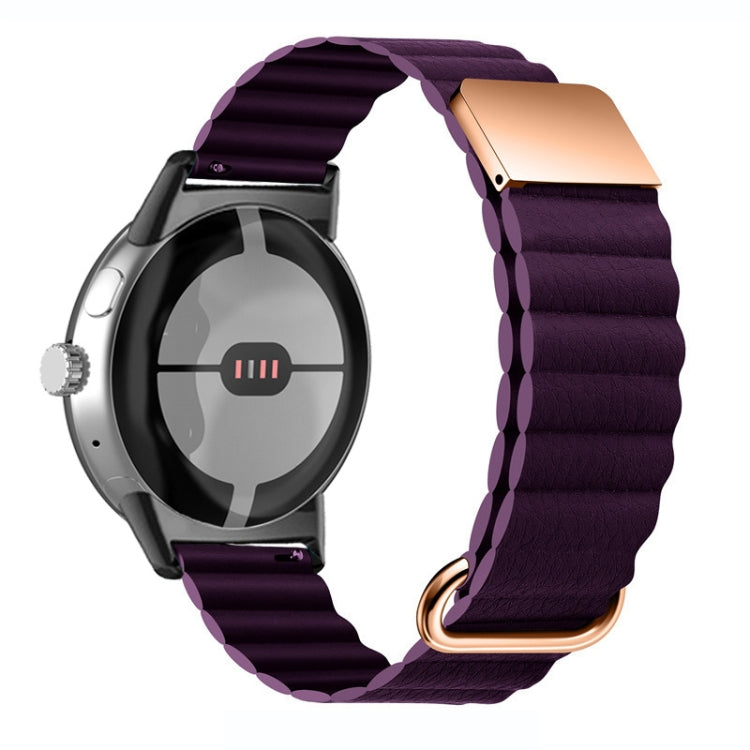 Reverse Buckle Magnetic Genuine Leather Watch Band, For Google Pixel Watch 4 / 3 / 2 / 1 41mm