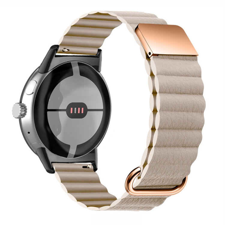 Reverse Buckle Magnetic Genuine Leather Watch Band, For Google Pixel Watch 4 / 3 / 2 / 1 41mm
