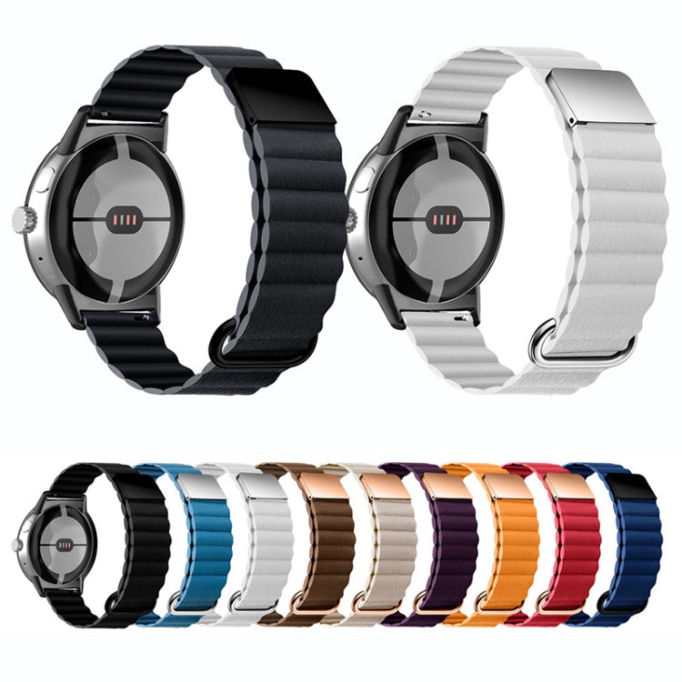 Reverse Buckle Magnetic Genuine Leather Watch Band, For Google Pixel Watch 4 / 3 / 2 / 1 41mm