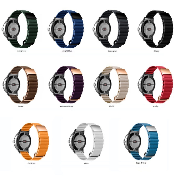 Reverse Buckle Magnetic Genuine Leather Watch Band, For Google Pixel Watch 4 / 3 / 2 / 1 41mm