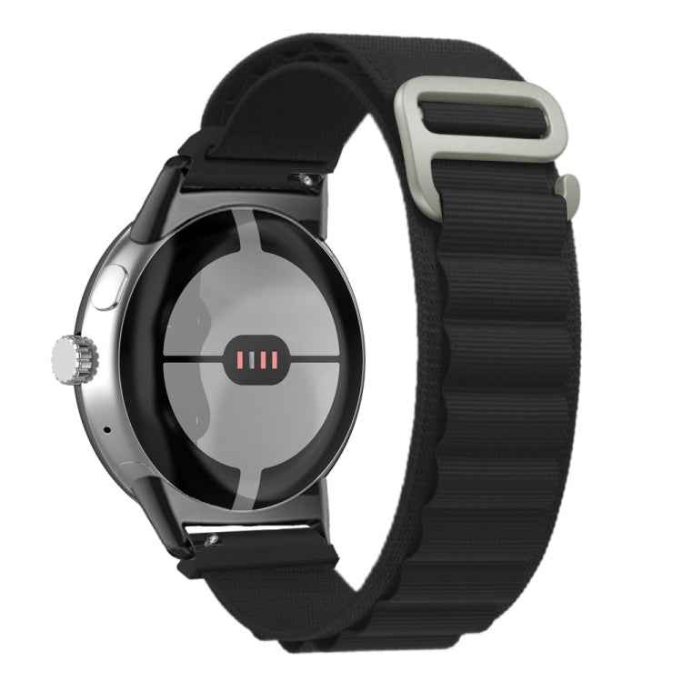 Nylon Loop Black Connector Watch Band, For Google Pixel Watch 4 / 3 / 2 / 1 41mm