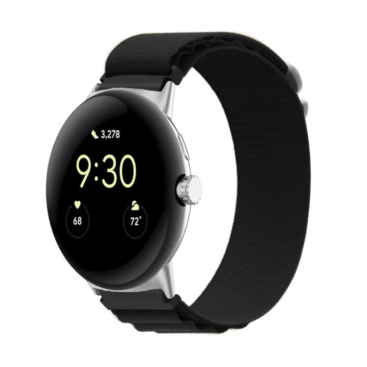 Nylon Loop Silver Connector Watch Band, For Google Pixel Watch 4 / 3 / 2 / 1 41mm