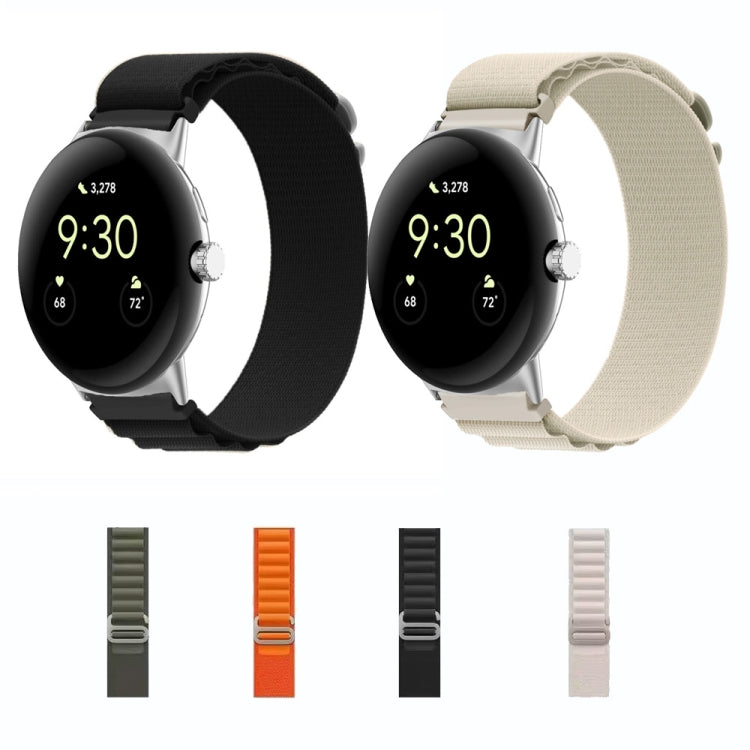 Nylon Loop Silver Connector Watch Band, For Google Pixel Watch 4 / 3 / 2 / 1 41mm