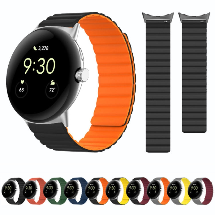 Two-section Magnetic Silicone Watch Band, For Google Pixel Watch 4 / 3 / 2 / 1 41mm