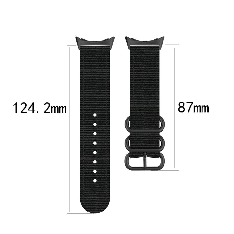 Three-ring Black Buckle Nylon Watch Band, For Google Pixel Watch 4 / 3 / 2 / 1 41mm