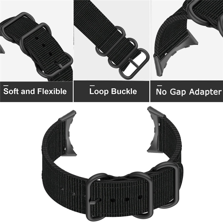 Three-ring Black Buckle Nylon Watch Band, For Google Pixel Watch 4 / 3 / 2 / 1 41mm
