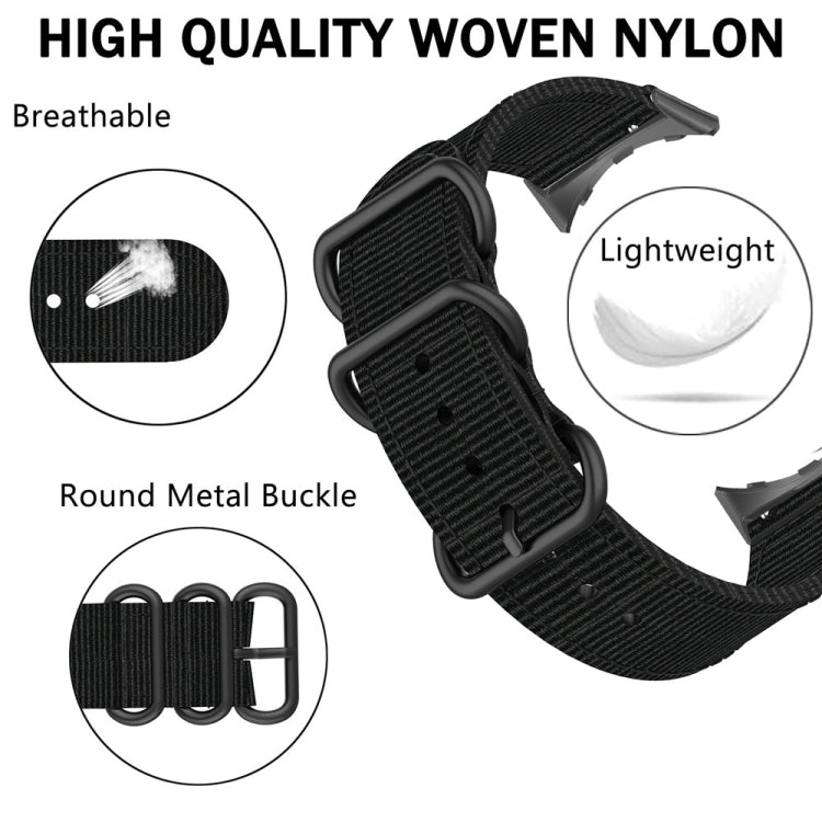 Three-ring Black Buckle Nylon Watch Band, For Google Pixel Watch 4 / 3 / 2 / 1 41mm