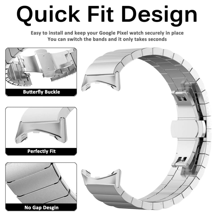 One Bead Butterfly Buckle Metal Watch Band, For Google Pixel Watch 4 / 3 / 2 / 1 41mm