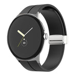 Solid-color Folding Buckle Silicone Watch Band, For Google Pixel Watch 4 / 3 / 2 / 1 41mm