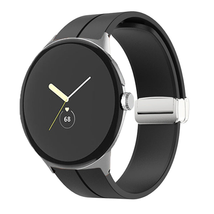 Solid-color Folding Buckle Silicone Watch Band, For Google Pixel Watch 4 / 3 / 2 / 1 41mm