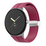 Solid-color Folding Buckle Silicone Watch Band, For Google Pixel Watch 4 / 3 / 2 / 1 41mm
