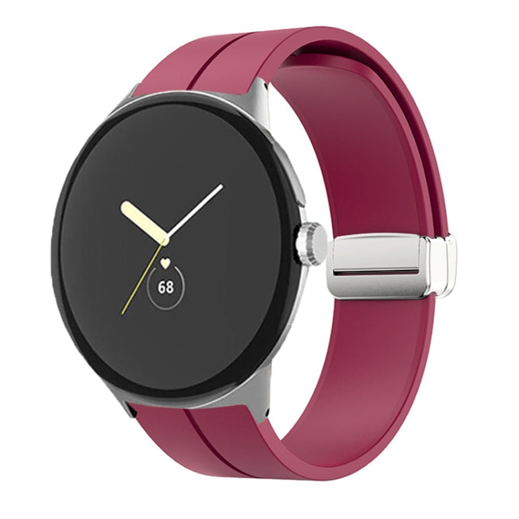 Solid-color Folding Buckle Silicone Watch Band, For Google Pixel Watch 4 / 3 / 2 / 1 41mm