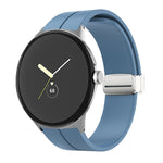 Solid-color Folding Buckle Silicone Watch Band, For Google Pixel Watch 4 / 3 / 2 / 1 41mm