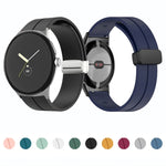 Solid-color Folding Buckle Silicone Watch Band, For Google Pixel Watch 4 / 3 / 2 / 1 41mm