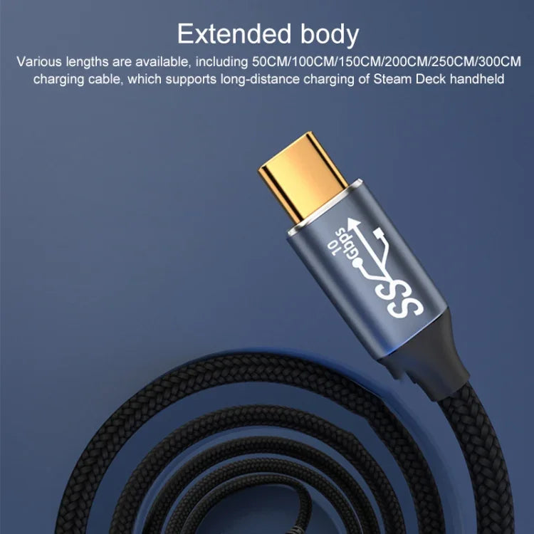 لكمبيوتر Steam Deck الجيل الأول كابل تمديد منحني ستيريو USB-C/Type-C ذكر إلى USB-C/Type-C أنثى بقوة 100 واط، أطوال 0.5م، 1م، 1.5م، 2م، 3م