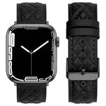 Rhombus Pattern Genuine Leather Watch Band For Apple Watch Series 8&7 45mm / SE 2&6&SE&5&4 44mm / 3&2&1 42mm, For Apple Watch Series 8&7 45mm / SE 2&6&SE&5&4 44mm / 3&2&1 42mm